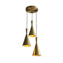 Cluster Horn Pendant Antiqued Metal Hanging Lamp With Black/Gold Finish - 3 Lights For Kitchen
