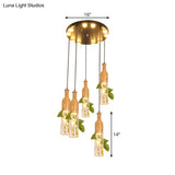Cluster Pendant Ceiling Light - Lodge Black Bottle With Clear Glass Shades Ideal For Dining Room