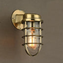 Coastal Caged Wall Lighting Fixture - Clear Glass Sconce Light For Kitchen Brass/Copper/Chrome