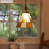 Coastal Checkered Pendant Lamp - Clear And Brown Mosaic Glass Brass Finish