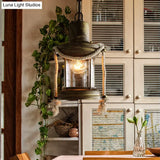 Coastal Kerosene Pendant Light - Antique Brass/Copper Clear Glass 6’/8.5’ Wide