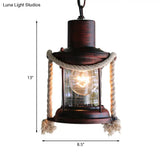 Coastal Kerosene Pendant Light - Antique Brass/Copper Clear Glass 6’/8.5’ Wide
