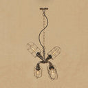 Coastal Style Bronze/Antique Silver Hanging Chandelier Pendant Light With 4-Light Caged Design And