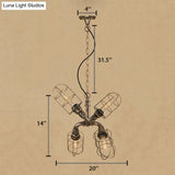 Coastal Style Bronze/Antique Silver Hanging Chandelier Pendant Light With 4-Light Caged Design And