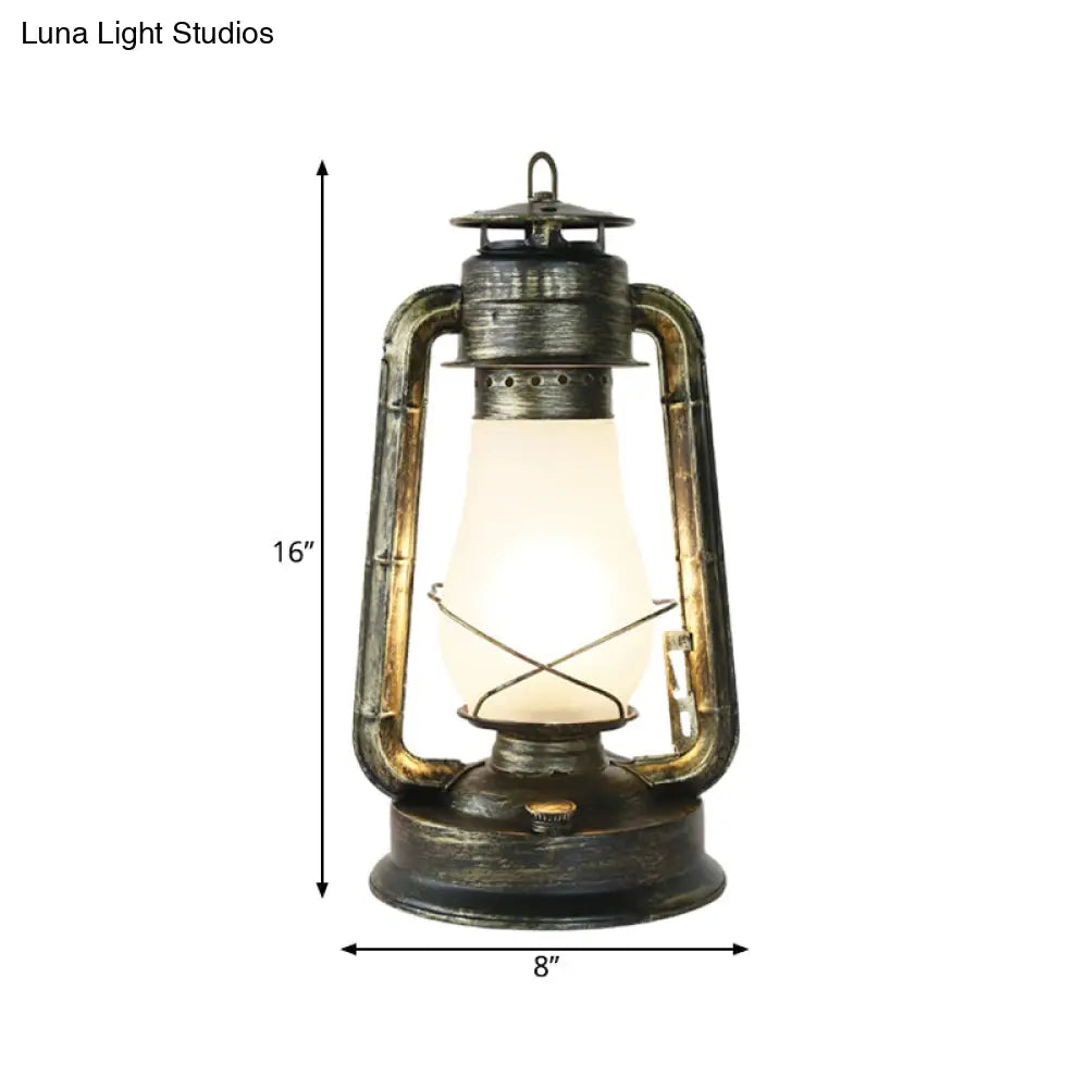 Coastal Style Kerosene Table Lamp - Opal Glass Brass Finish 1-Light Desk Lighting
