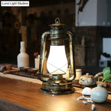 Coastal Style Kerosene Table Lamp - Opal Glass Brass Finish 1-Light Desk Lighting