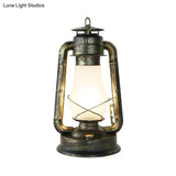 Coastal Style Kerosene Table Lamp - Opal Glass Brass Finish 1-Light Desk Lighting