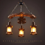 Coastal Wood Anchor Pendant Light In Beige For Coffee Shops