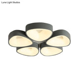 Coconut Shell Flush Light Fixture - Grey Nordic Ceiling Lamp (3/5 Lights) In White/Warm/Natural