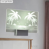 Coconut Tree/Elk Led Wall Mount Lamp With Aluminum Shade For Bedroom Artistry Lighting