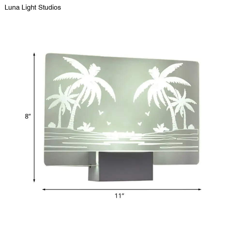 Coconut Tree/Elk Led Wall Mount Lamp With Aluminum Shade For Bedroom Artistry Lighting