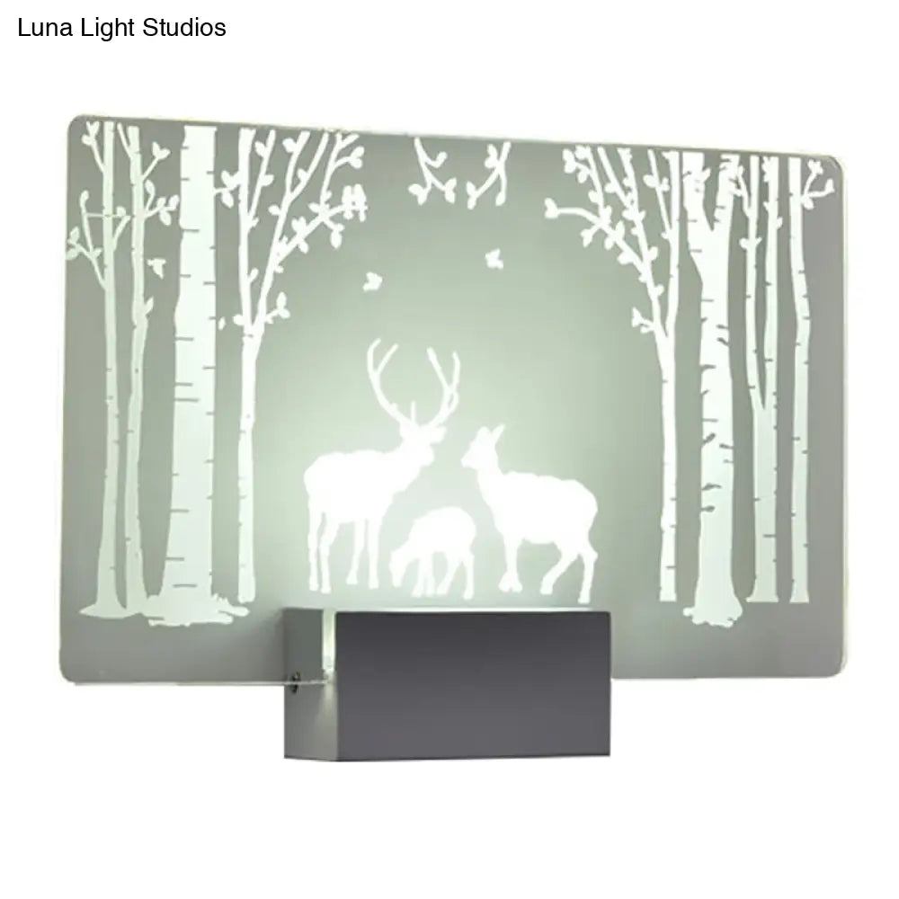 Coconut Tree/Elk Led Wall Mount Lamp With Aluminum Shade For Bedroom Artistry Lighting