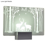 Coconut Tree/Elk Led Wall Mount Lamp With Aluminum Shade For Bedroom Artistry Lighting