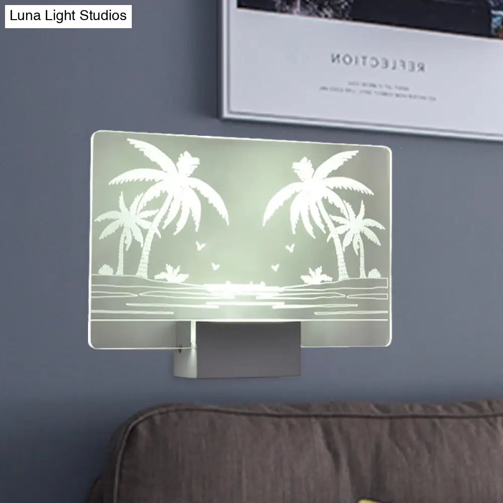 Coconut Tree/Elk Led Wall Mount Lamp With Aluminum Shade For Bedroom Artistry Lighting