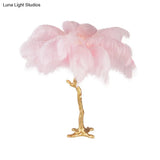 Coconut Tree Night Lamp: Modern Pink Feather Table Light For Creative Living Room Decor