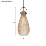 Colonial Amber Glass Jar Pendant Hanging Light - 8/10/12 Width Bedroom Lighting Fixture