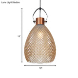 Colonial Amber Glass Jar Pendant Hanging Light - 8/10/12 Width Bedroom Lighting Fixture