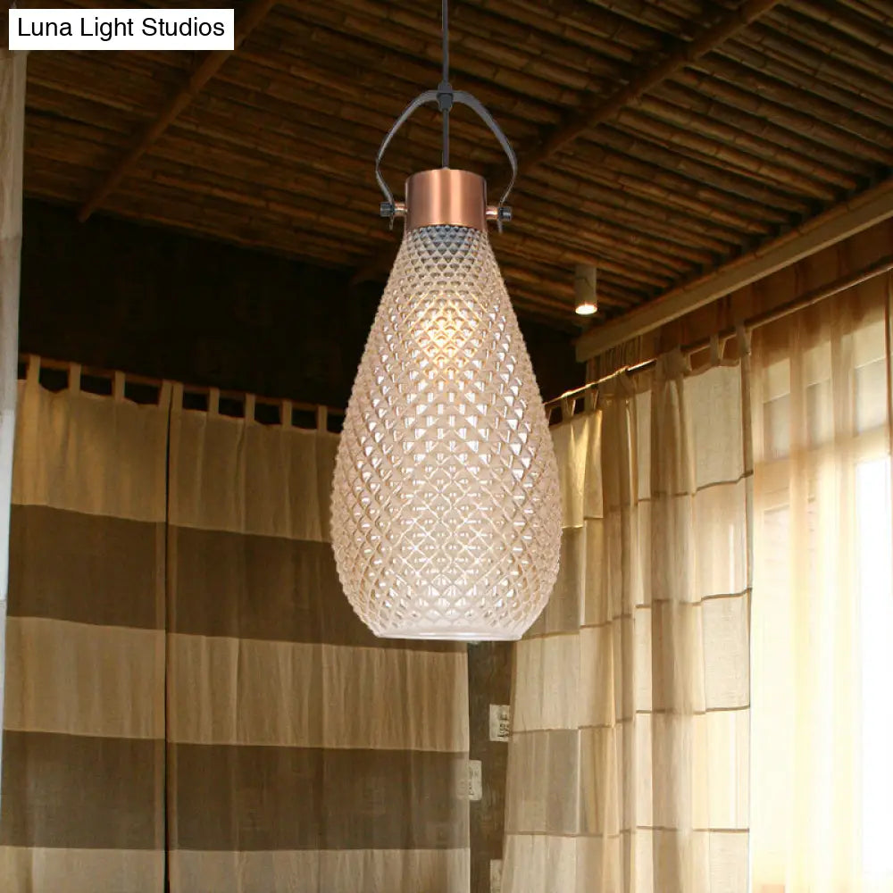 Colonial Amber Glass Jar Pendant Hanging Light - 8/10/12 Width Bedroom Lighting Fixture