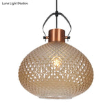 Colonial Amber Glass Jar Pendant Hanging Light - 8/10/12 Width Bedroom Lighting Fixture