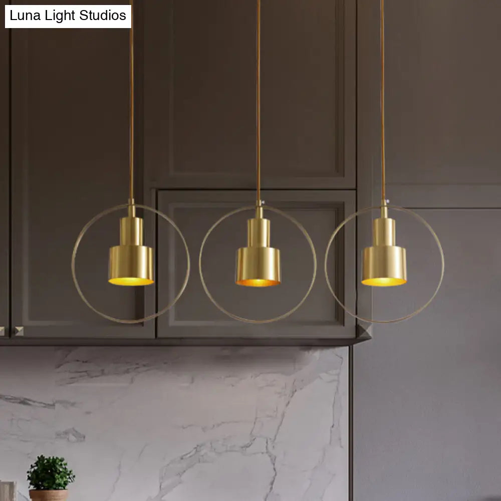 Colonial Brass 2-Tier Tube Down Lighting Pendant Lamp Kit - 1-Light Metallic Finish With Hanging