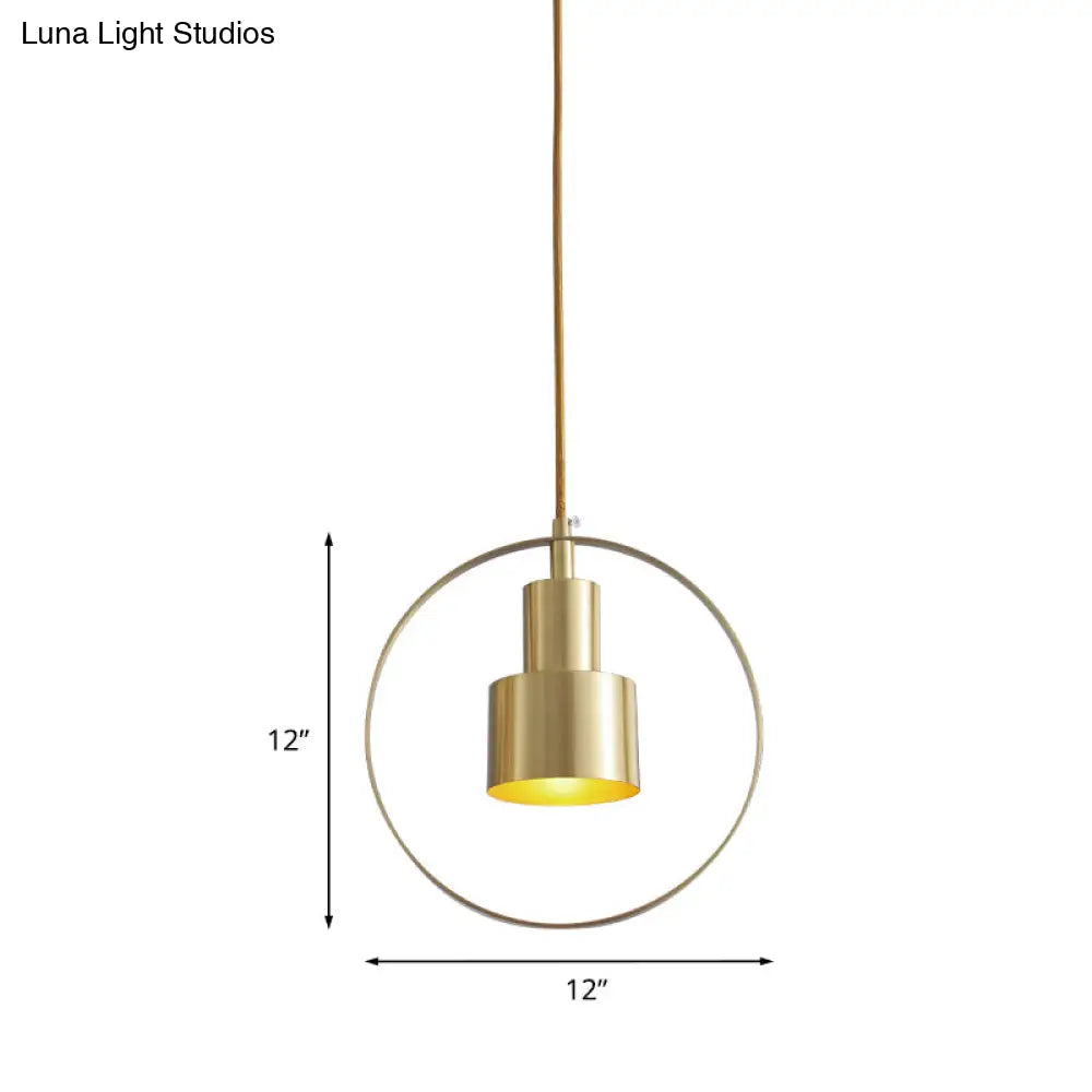 Colonial Brass 2-Tier Tube Down Lighting Pendant Lamp Kit - 1-Light Metallic Finish With Hanging