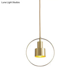 Colonial Brass 2-Tier Tube Down Lighting Pendant Lamp Kit - 1-Light Metallic Finish With Hanging