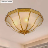 Colonial Brass Flared Bedroom Ceiling Light Opal Glass 14.5’-18.5’W 3/4-Light