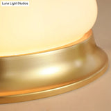Colonial Brass Flush Mount Ceiling Light With Opal Glass For Living Room - Set Of 2
