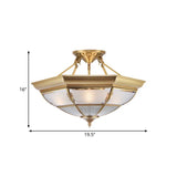 Colonial Brass Semi-Flush Ceiling Light With 3/4 White Glass 16/19.5 Width For Living Room