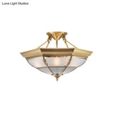 Colonial Brass Semi-Flush Ceiling Light With 3/4 White Glass 16’/19.5’ Width For Living Room