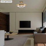 Colonial Brass Semi-Flush Ceiling Light With 3/4 White Glass 16’/19.5’ Width For Living Room
