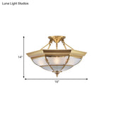Colonial Brass Semi-Flush Ceiling Light With 3/4 White Glass 16’/19.5’ Width For Living Room