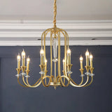 Colonial Candle Chandelier Ceiling Lamp Metallic Suspension For Living Room 10 / Brass Shadeless