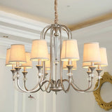 Colonial Candle Chandelier Ceiling Lamp Metallic Suspension For Living Room 10 / Chrome With Shade
