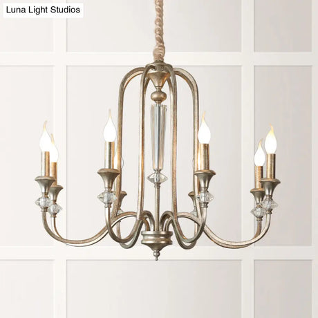 Colonial Candle Chandelier Ceiling Lamp Metallic Suspension For Living Room
