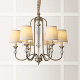 Colonial Candle Chandelier Ceiling Lamp Metallic Suspension For Living Room 6 / Chrome With Shade