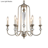 Colonial Candle Chandelier Ceiling Lamp Metallic Suspension For Living Room