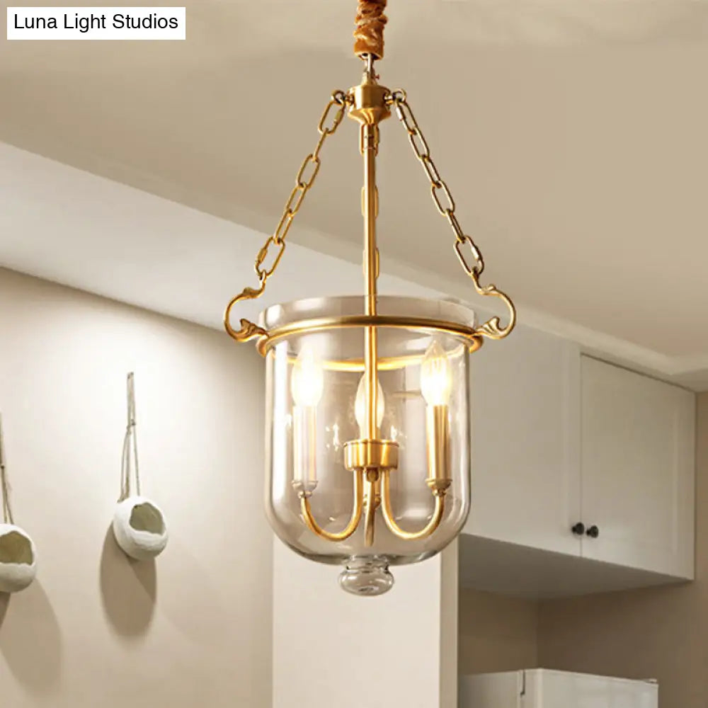 Colonial Candle Glass Chandelier Pendant With Clear - Ideal For Dining Room