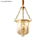 Colonial Candle Glass Chandelier Pendant With Clear - Ideal For Dining Room