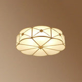 Colonial Chic Floral Bedroom Ceiling Mount Light - White Glass With Brass Finish 4 /