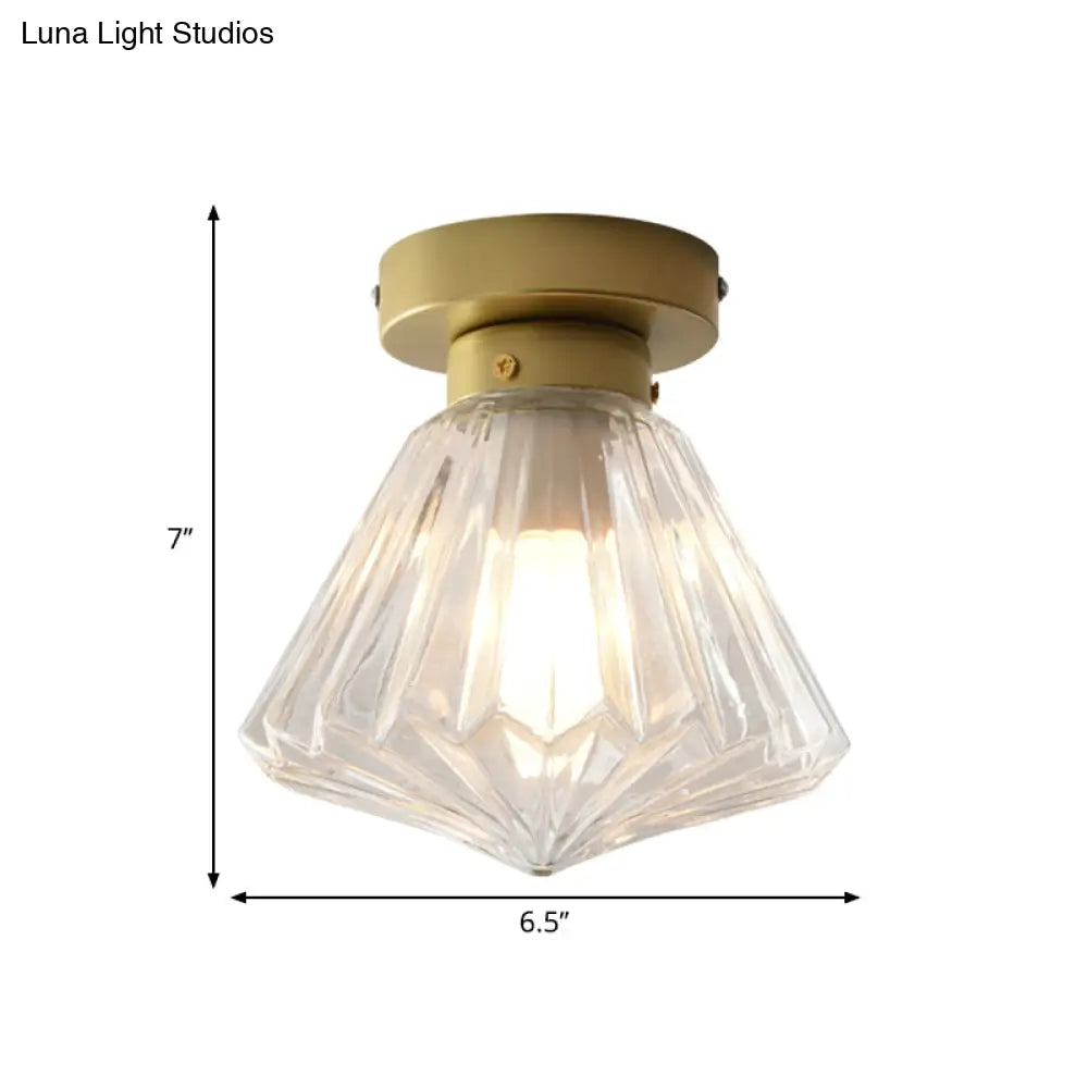 Colonial Clear Glass Scalloped Ceiling Fixture For Kitchen 6.5’/7’ W