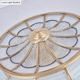 Colonial Cream Glass Drum Ceiling Lighting - 3/4 Heads Flush Mount Fixture Brass Finish