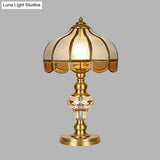 Colonial Crystal Nightstand Lamp In Gold For Bedroom - Elegant 1 Light Table And Lighting