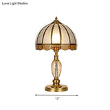 Colonial Crystal Nightstand Lamp In Gold For Bedroom - Elegant 1 Light Table And Lighting