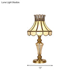Colonial Crystal Nightstand Lamp In Gold For Bedroom - Elegant 1 Light Table And Lighting