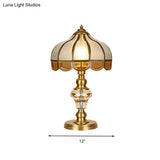 Colonial Crystal Nightstand Lamp In Gold For Bedroom - Elegant 1 Light Table And Lighting