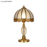 Colonial Crystal Nightstand Lamp In Gold For Bedroom - Elegant 1 Light Table And Lighting