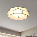 Colonial Flush Mount Lamp: White Sandblasted Glass Octagon Ceiling Fixture 3/4 Heads 14’/18’ W