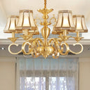 Colonial Frosted Glass Chandelier Lamp With Brass Accents Available In 6 8 Or 12 Lights / Small
