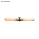 Colonial Gold Bathroom Vanity Sconce Light With Frosted White Glass - 2 Bulb Wall Fixture